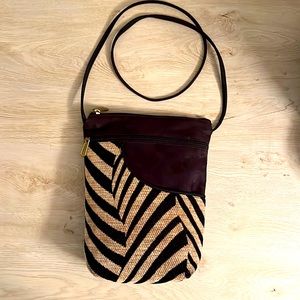 Danny K Black/Tan Tapestry Adjustable Crossbody Bag!
